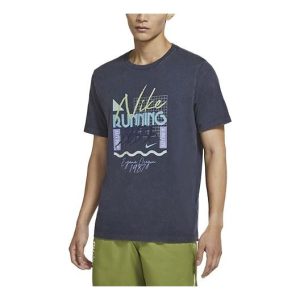 Nike Dri-FIT Alphabet Printing Sports Short Sleeve Obsidian Color Black CZ8181-451