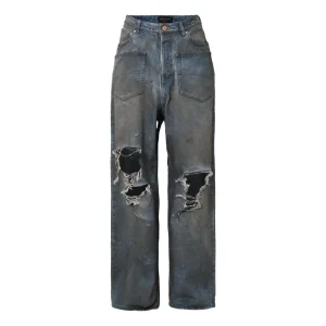 (WMNS) Balenciaga Patched Pockets Baggy Jeans 'Blue' 751111TDW143359