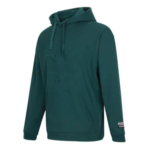 Men's adidas originals Logo Embroidered Solid Color Pullover Dark Green H11446