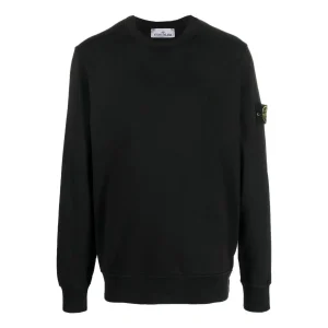 STONE ISLAND Logo Patch Crewneck Sweatshirt 'Black' 101563051-A0029