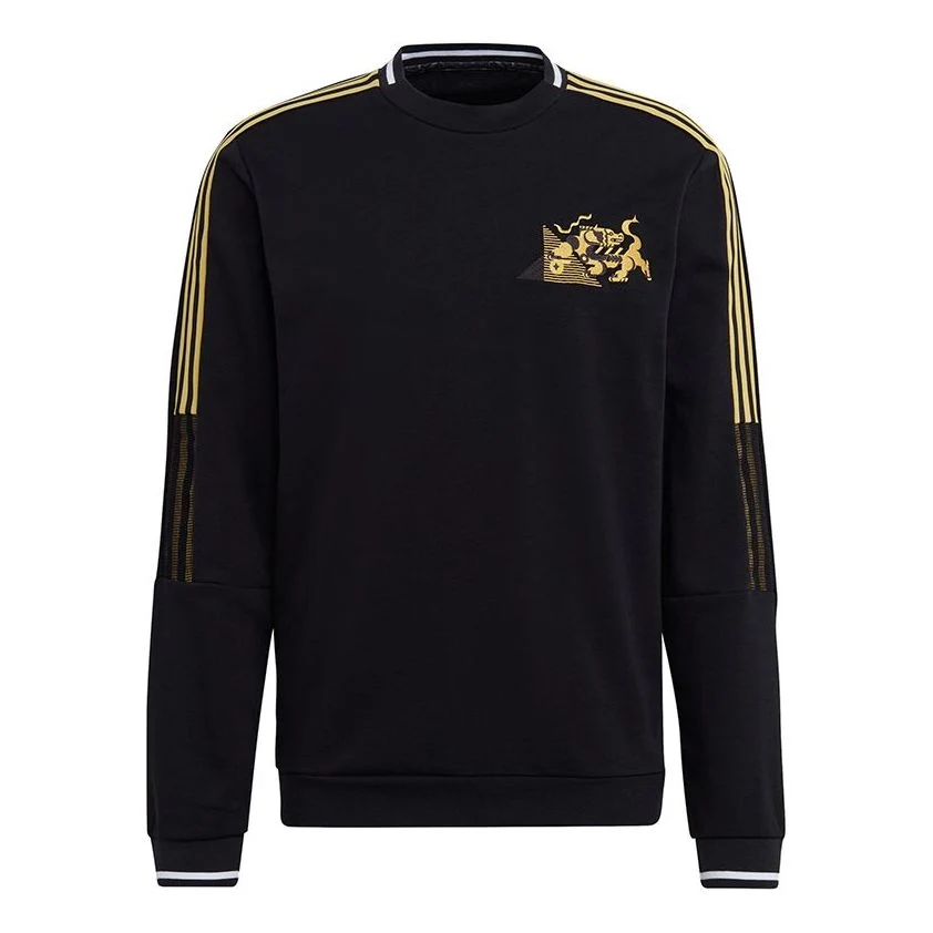 adidas Juve Cny Cr Swt Football Sports Embroidery Crew Neck Men's Black GK8599