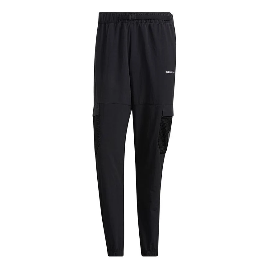 Men's adidas neo Sw Wvn Crg Tp Casual Sports Pocket Elastic Waistband Long Pants/Trousers Black H55277