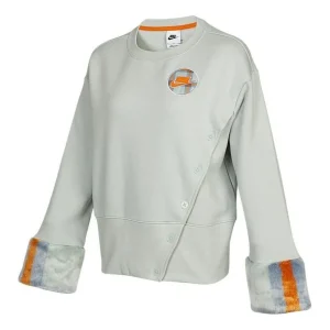 (WMNS) Nike Fleece Print Crew Sweatshirt 'Grey' DD4538-013
