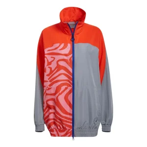 (WMNS) adidas By Stella McCartney Color Blocked Track Jacket Asia Sizing 'Orange Grey' H59949