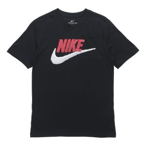 Nike Sportswear Logo Printing Round Neck Short Sleeve Obsidian Color Black AR4994-013