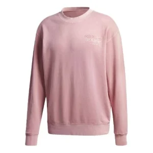 Men's adidas originals Logo Pattern Loose Round Neck Long Sleeves Pink GL6163