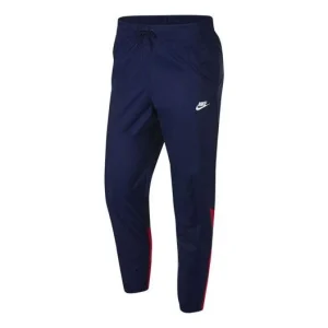 Men's Nike Logo Embroidered Contrasting Colors Woven Bundle Feet Sports Pants/Trousers/Joggers Blue AR2366-492
