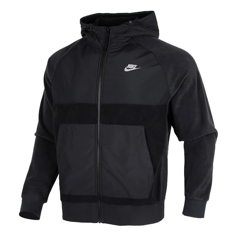 Nike Sportswear Casual Sports Splicing Pullover Fleece Lined Black DC4114-010