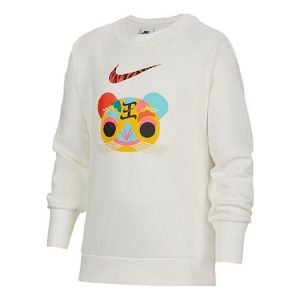 (GS) Nike CNY New Year's Edition Fleece Stay Warm Round Neck Pullover Boy White DR1855-133