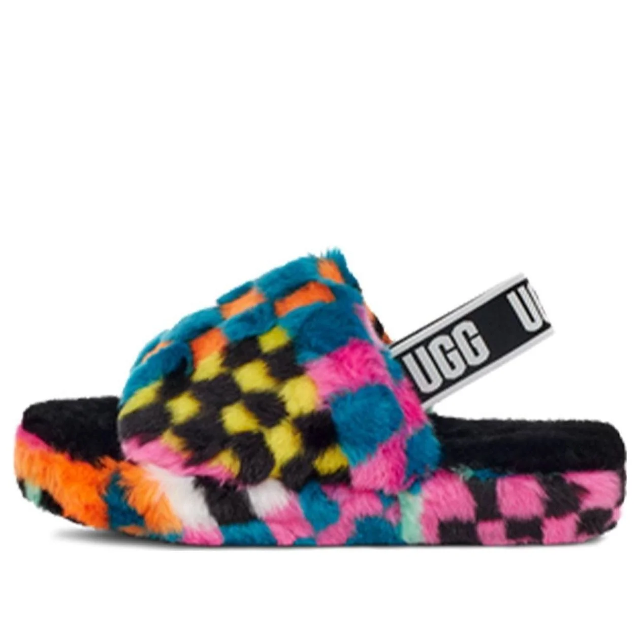 (PS) UGG Fluff Yeah Checks Slide 'Black Multi' 1130390K-BLKM