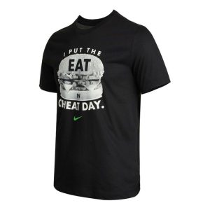 Nike Tee Humor Athleisure Casual Sports Alphabet Printing Short Sleeve Black DD6921-010