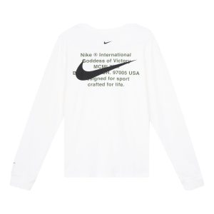 Nike MENS Swoosh Casual Sports Double-Hook Crew-neck Long Sleeve White DB6156-100
