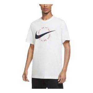 Men's Nike Logo Alphabet Printing Sports Round Neck Short Sleeve White T-Shirt DA8866-100