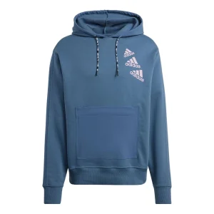 adidas Solid Color Brand Drawstring Hooded Long Sleeves Hoodie Unisex Blue HL9382