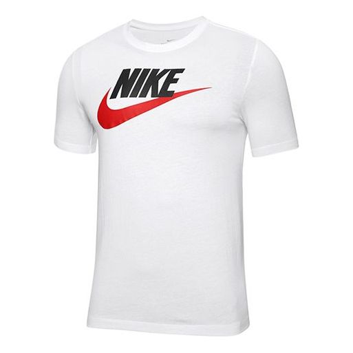 Nike M Nsw Tee Icon Futura Casual Sports Alphabet Printing Round Neck Short Sleeve White AR5004-100