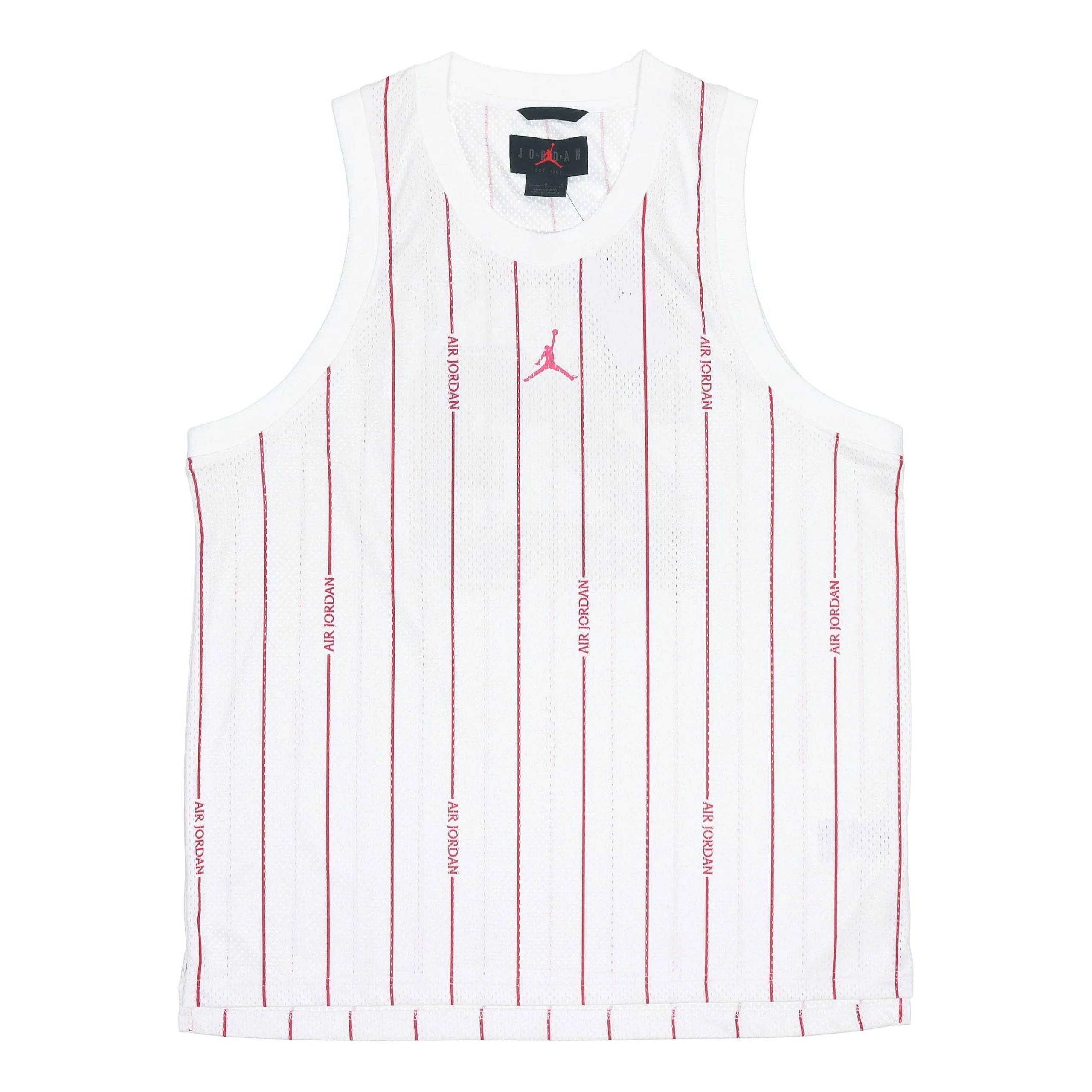 Air Jordan Stripe Logo Loose Breathable Mesh Sports Vest White DM1381-100