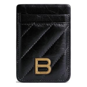 (WMNS) Balenciaga Crush Magnet Card Holder Quilted 'Black' 782132210J11000