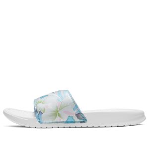 (WMNS) Nike Benassi JDI Floral Flowers White Blue Slippers 'White Blue' 618919-115