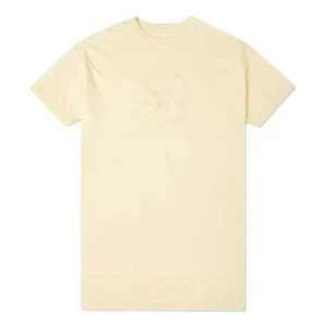 Converse Logo Embroidered Loose Casual mid-length Short Sleeve Asia Sizing 'Light Yellow' 10021721-A01