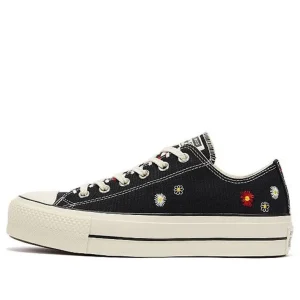 (WMNS) Converse Chuck Taylor All Star Lift Low 'Daisy Embroidery - Black' 567994C