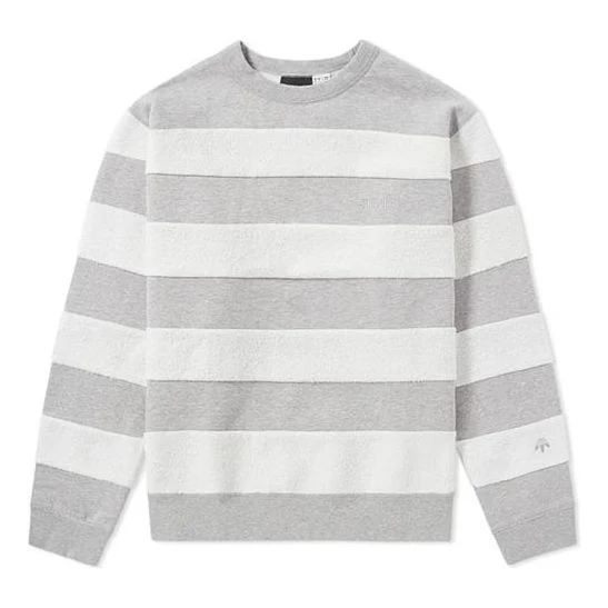 Men's adidas originals x alexander wang Crossover Colorblock Stripe Round Neck Long Sleeves Gray BS3018