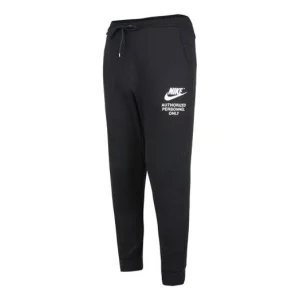Men's Nike Logo Alphabet Printing Knit Bundle Feet Sports Pants/Trousers/Joggers Autumn Black DM6553-010
