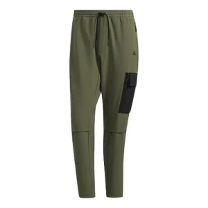 Men's adidas Gwall Pants Logo Contrasting Colors Pocket Sports Pants/Trousers/Joggers Green H23099