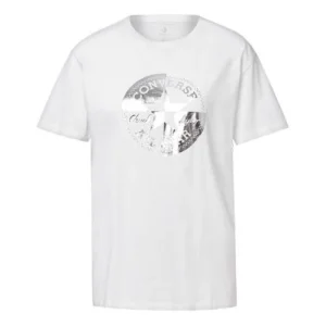 (WMNS) Converse Printing Casual Short Sleeve Round Neck White 10020520102