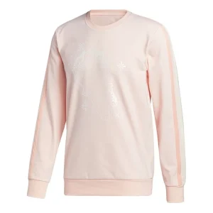 adidas Decorate Cr Basketball Casual Sports Stripe Round Neck Pink GU0508