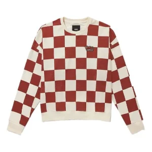 Vans Grid Round Neck Pullover Couple Style Red VN0A5H98YTW