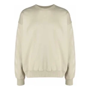 Men's Off-White FW21 Logo Pattern Round Neck Pullover Loose Fit Cream Yellow OMBA054F21FLE0071717
