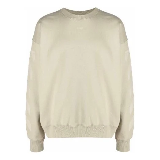 Men's Off-White FW21 Logo Pattern Round Neck Pullover Loose Fit Cream Yellow OMBA054F21FLE0071717