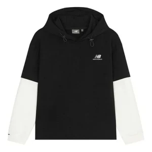 New Balance Logo Hoodie Asia Sizing 'Black White' 5CC39543-BK
