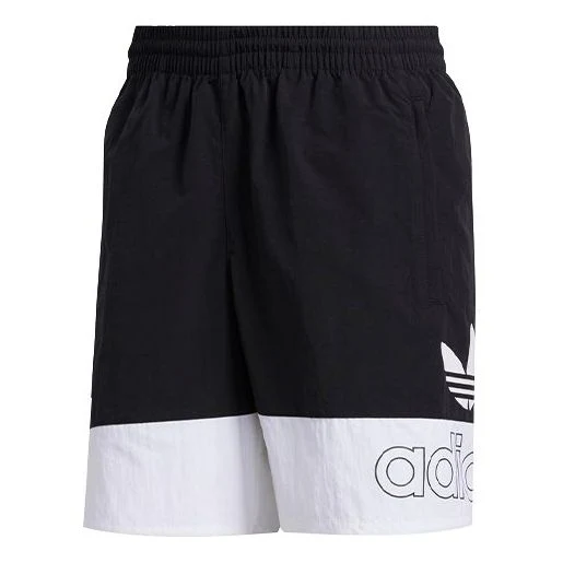 adidas originals Logo Alphabet Printing Splicing Loose Shorts Black White FM1547