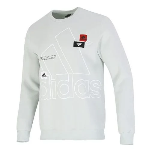 Men's adidas Minimalistic Alphabet Large Logo Printing Athleisure Casual Sports Round Neck Flax Green HP1434