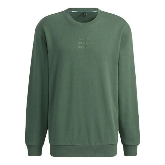 Men's adidas neo Logo Alphabet Printing Round Neck Green H14215