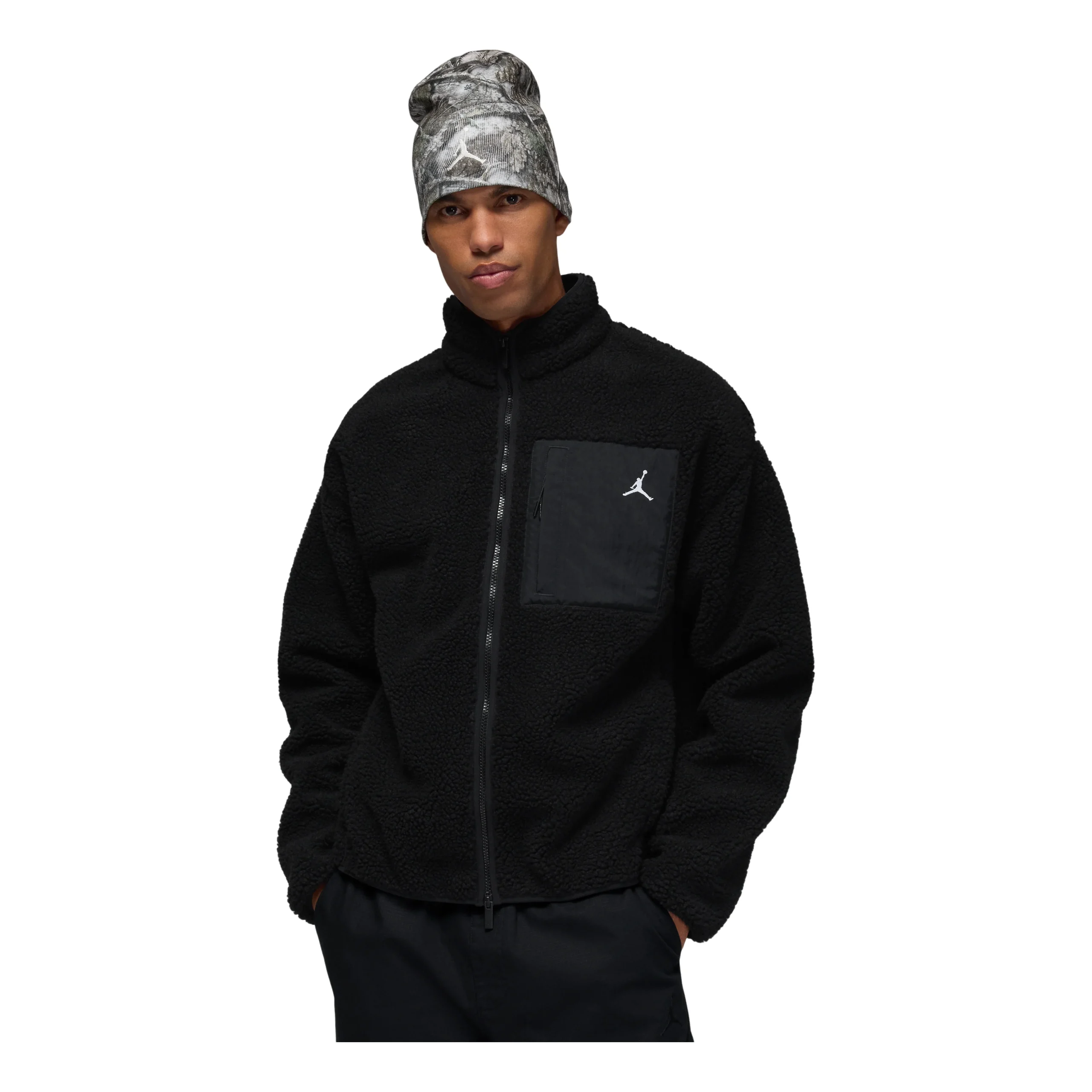 Air Jordan Flight Mountainside Faux Fur Jacket 'Black White' HV0778-010
