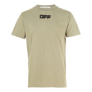Off-White Logo Printing Round Neck Short Sleeve Ordinary Version Green OMAA027F21JER0035510