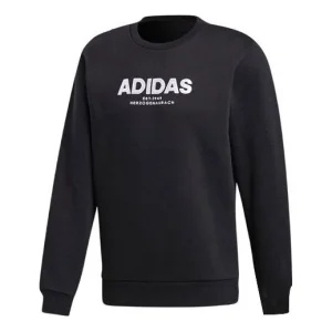 adidas Alphabet Round Neck Long Sleeves Hoodie Men's Black CZ9075