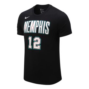 Nike NBA Memphis Gray Memphis Grizzlies Morant No. 12 Casual Breathable Sports Short Sleeve Black CT9917-013