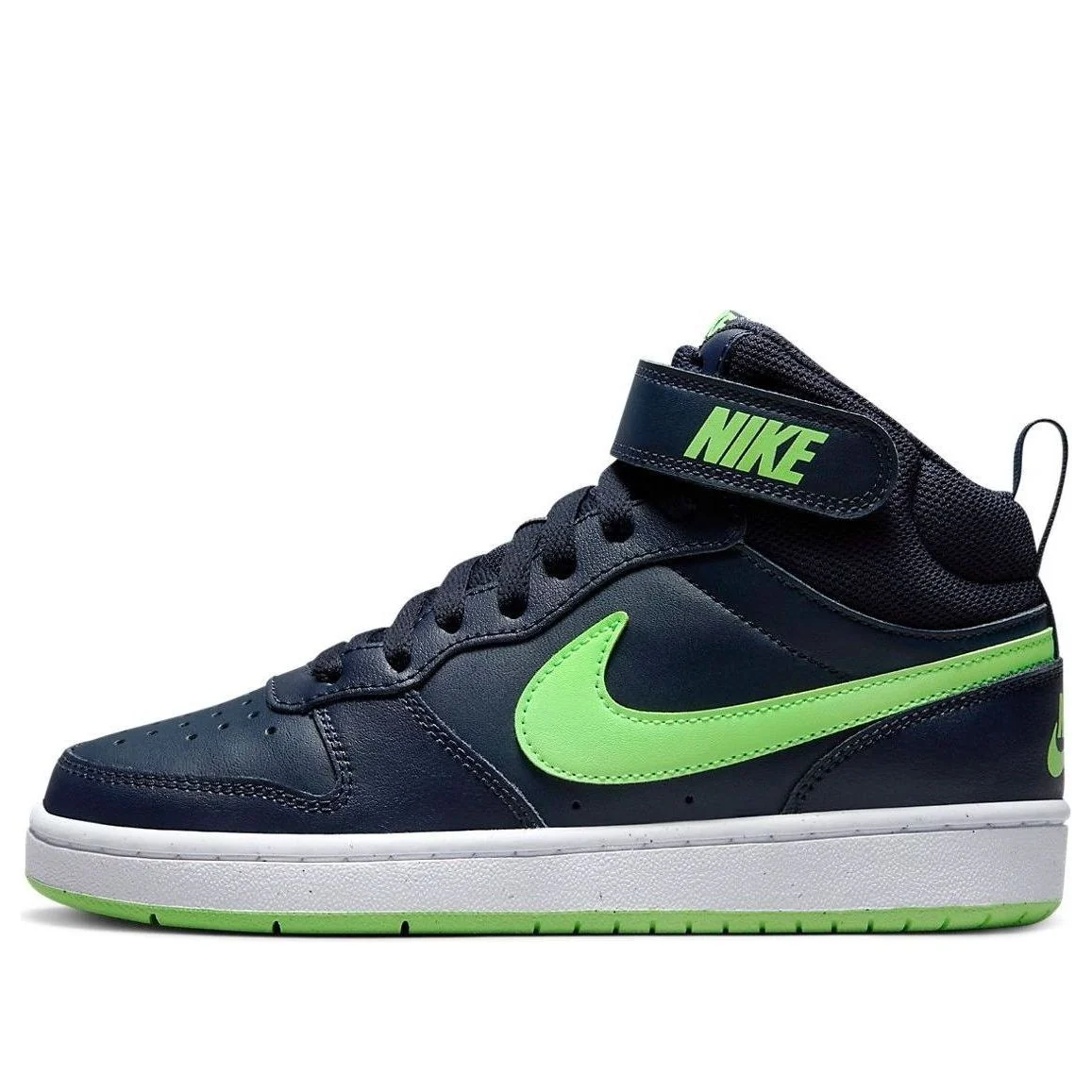 (GS) Nike Court Borough Mid 2 'Dark Obsidian Lime Blast' CD7782-403