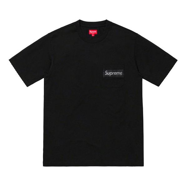 Supreme SS19 Mesh Stripe Pocket Black Tee SUP-SS19-637