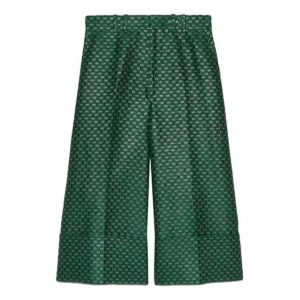 (WMNS) Gucci Mini GG Lurex Flared Trousers 'Green' 652118-ZAGLX-3091