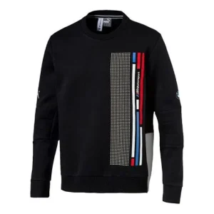 PUMA Bmw Motorsport Contrasting Colors Sports Pullover Round Neck Black 576644-01