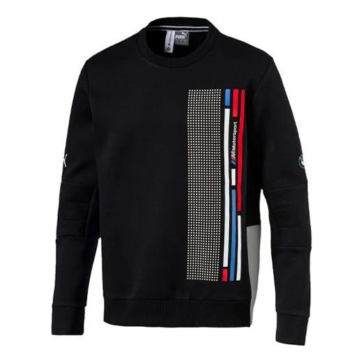 PUMA Bmw Motorsport Contrasting Colors Sports Pullover Round Neck Black 576644-01