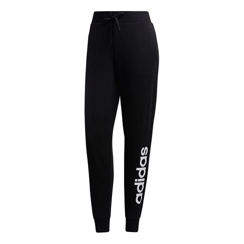 (WMNS) adidas Neo Essential Logo Pants Asia Sizing 'Black White' GJ7917