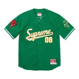 Supreme x Mitchell & Ness FW23 Week5 Downtown Hell Baseball Jersey 'Green' SUP-FW23-094