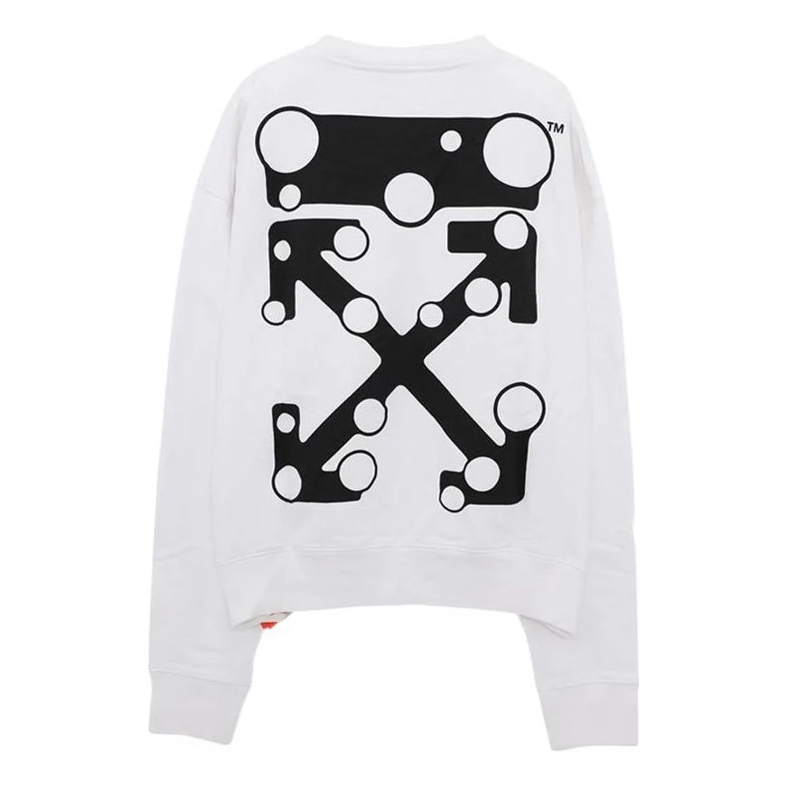 Men's Off-White Logo Arrow Pattern Pullover Loose Fit White OMBA035F21FLE0020110