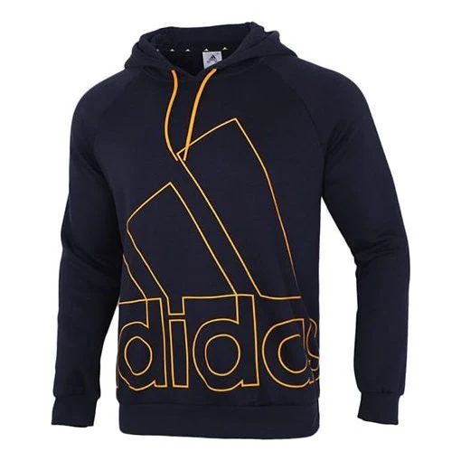 Men's adidas Big Lo Hd Fl Logo Printing Fleece Lined Stay Warm Pullover Blue HB5092