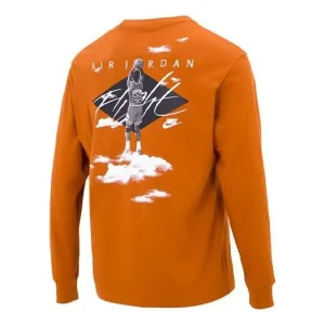 Men's Air Jordan SS22 Loog Printing Long Sleeves Round Neck Khaki DH8963-241